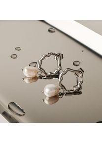 Holzkern Pendientes Mujer plata y Perla