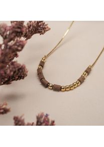 Holzkern Colliers Femme Or et Noyer