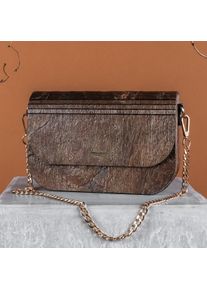 Holzkern Handtasche Uniqase Iveya VEGAN Ocker Schiefer Umhängetasche