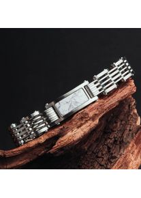 Bracelet Holzkern pour homme et femme Adagio (Marbre Blanc/Argent) en bois naturel, taille ajustable