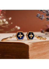 Holzkern Oorbellen Dames Goud en Blauw Parelmoer