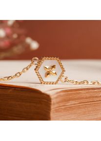 Holzkern Armbänder Damen Gold und Weißes Perlmutt