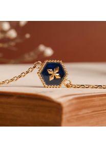 Holzkern Armbänder Damen Gold und Blaues Perlmutt
