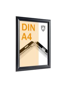 1 Fire protection snap frame A4 PET cover sheet, 4 dowels and screws | black, aluminium