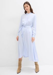Abito chemisier in fine satin, Blu, Taglia 44, bonprix