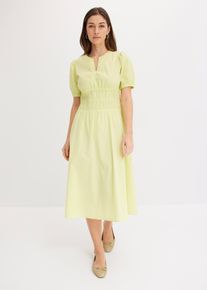 Abito midi con vita elasticizzata arricciata, Verde, Taglia 58, bonprix