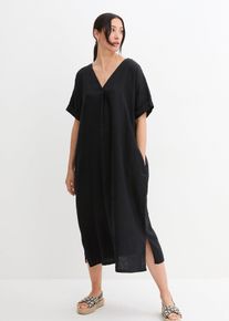 Caftano in puro lino, Nero, Taglia 60, bonprix