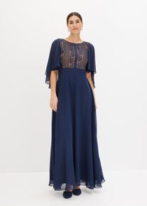 Abito di chiffon con pizzo e mantellina - Blu - Taglia 48 - bonprix