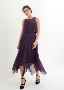 Abito midi in chiffon con pizzo, viola, Taglia 42, bonprix
