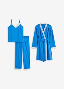 Pigiama e vestaglia (set 3 pezzi), Blu, Taglia 50/52 (L), bonprix