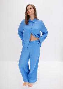 Pigiama oversize in tessuto di satin - Blu - Taglia 50/52 (L) - bonprix