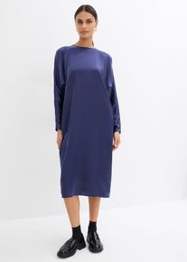 Abito midi in satin fluente con maniche a pipistrello - Blu - Taglia 48 - bonprix