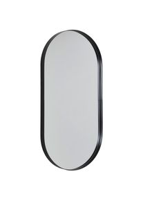 Mid.you Wandspiegel , Schwarz , Metall, Glas, Holzwerkstoff , oval , 50x100x5 cm , Bsci , senkrecht und waagrecht montierbar , Garderobe,