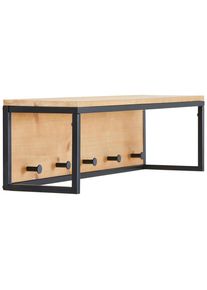 Mid.you Wandgarderobe , Naturfarben, Schwarz , Holz, Metall , Tanne , vollmassiv , 79x22x20 cm , Bsci , Garderobe, Garderobenpaneele, Wandgarderobe