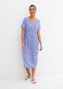 bonprix Femei Rochie midi din jerse de bumbac, albastru, 48/50