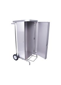 Saro Müllsammler MSH100 aus Edelstahl und Pedal mit 2 Räder für 100-130 Liter