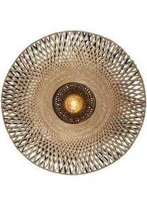 Good & Mojo Deckenleuchte , Schwarz, Hellbraun , Metall, Naturmaterialien , rund , 24 cm , Lampen & Leuchten, Innenbeleuchtung, Deckenleuchten, Deckenleuchten