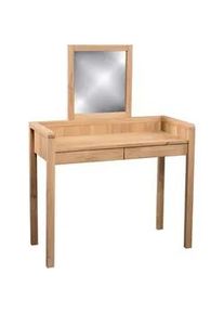 M2 Beauté Linea Natura Schminktisch , Wildeiche , Holz , Wildeiche , massiv , 2 Schubladen , rechteckig , U-Form , 45x75-135x100 cm , Kleinmöbel