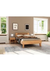 Home Affaire Massivholzbett »Chavot III« wahlweise in Kernbuche oder Wildeiche erhältlich in beige, Größe Liegefläche B/L: 140 cm x 200 cm