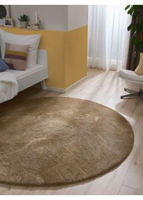 benuta Nest Rundt højluvet tæppe Soda Beige ø 120 cm rundt Kunstfiber Uni