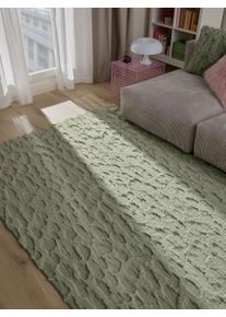 benuta Pop Faux Fur Rug Immy Green 60x120 cm - Stylish Faux Fur Rugs