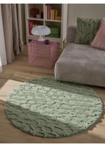 benuta Pop Dywan futrzany Immy zielony ø 120 cm okrągły Animal-Look
