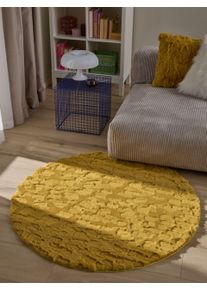 benuta Pop Dywan futrzany Immy żółty ø 120 cm okrągły Animal-Look