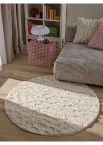 benuta Pop Dywan futrzany Immy kremowy ø 120 cm okrągły Animal-Look