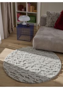 benuta Pop Dywan futrzany Immy szary ø 120 cm okrągły Animal-Look