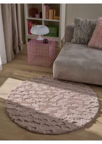 benuta Pop Dywan futrzany Immy różowy ø 120 cm okrągły Animal-Look