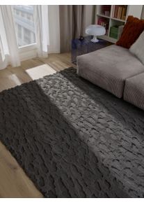 benuta Pop Faux Fur Rug Immy Charcoal 60x120 cm - Stylish Faux Fur Rugs
