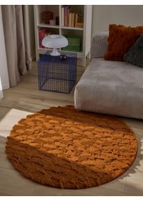 benuta Pop Dywan futrzany Immy pomarańczowy ø 120 cm okrągły Animal-Look
