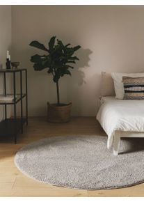 benuta Nest Alfombra pelo largo redonda Soda Gris di&aacute;metro 120 cm redondo