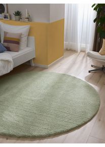 benuta Nest Tapis à poils longs rond Soda Vert clair diamètre 120 cm rond