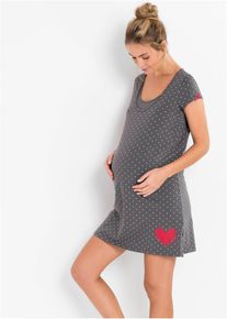 Voedingsnachthemd met biologisch katoen - grijs - maat 56/58 (3XL) - met katoen - bonprix