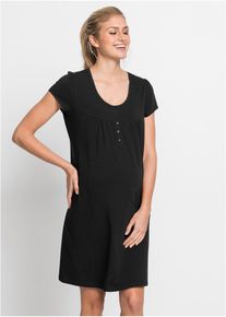 Voedings nachthemd met biologisch katoen - zwart - maat 40/42 (M) - viscose - bonprix