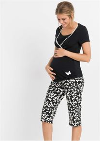 Capri voedingspyjama met biologisch katoen (2-dlg.) - zwart - maat 48/50 (XL) - met katoen - bonprix