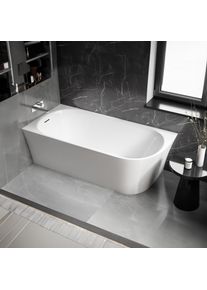 Bernstein Halb freistehende Raumsparbadewanne NORA CORNER Acryl Weiß - 170 x 80 cm - Einbau Links