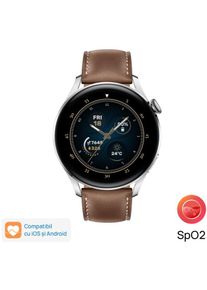 Ceas smartwatch Huawei Watch 3, 46 mm, Classic, Brown Leather