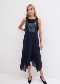 Abendkleid mit Pailletten, blau, Größe 48, bonprix