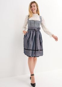 Dirndl mit Jacquard und Schürze (2-tlg. Set), blau, Größe 44, Leinen, bonprix