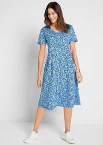 Baumwoll-Jerseykleid Midil&auml;nge, blau, Gr&ouml;&szlig;e 36/38 (S), 100% Baumwolle, bonprix