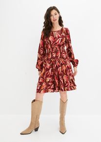 Tunika-Kleid mit Smockbund - rot - Größe 50 - bonprix