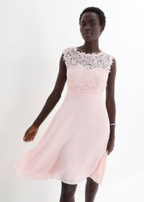 Minikleid mit Spitze, rosa, Größe 50, bonprix