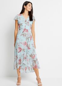 Chiffonkleid, blau, Größe 54, bonprix