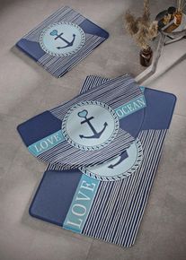 Badematte mit Memory Schaum - blau - Größe 3 (Badematte 50/90 cm) - bonprix