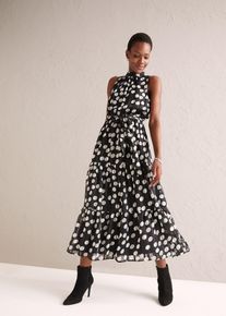 Chiffonkleid, schwarz, Größe 52, bonprix