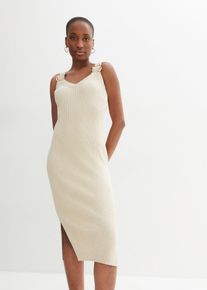 Strickkleid mit Seidenanteil, beige, Größe 44/46 (L), Seide, bonprix