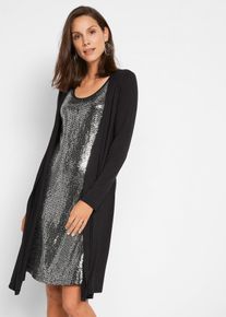 Shirtkleid in Doppeloptik aus nachhaltiger Viskose, schwarz, Größe 36/38 (S), bonprix