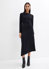 Asymmetrisches Jerseykleid aus Viskose-Mix, schwarz, Größe 38, Viskose, bonprix